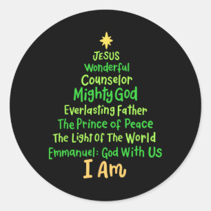 Sticker Rond Arbre de Noël en forme de X Jésus Noël chrétien No