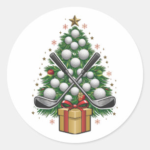 Sticker Rond Arbre de Noël Équipement de Golf Noël Golf
