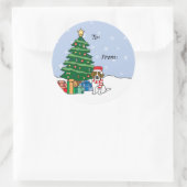 Sticker Rond Arbre de Noël et beagle (Sac)