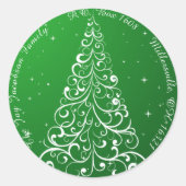 Sticker Rond Arbre de Noël fleuri Green Adresse de retour (Devant)