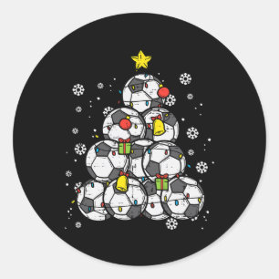 Sticker Rond Arbre de Noël Football Xmas Joueur Garçons Filles