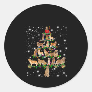 Sticker Rond Arbre de Noël Golden Retriever Couvert Par Flash