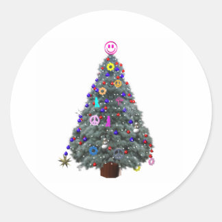 Sticker Rond Arbre de Noël hippie super