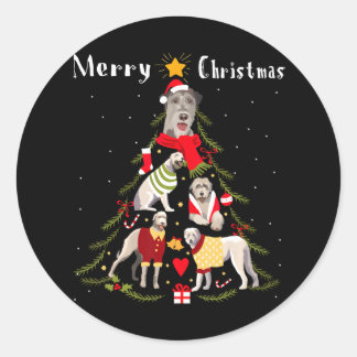 Sticker Rond Arbre de Noël Irlandais Wolfhover Lover Xmas Chien