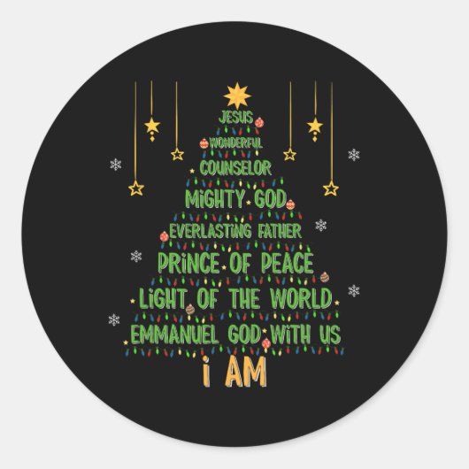 Sticker Rond Arbre de Noël Jésus Bible chrétienne Foi Fête (Devant)