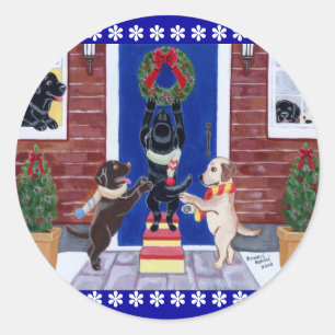 Sticker Rond Arbre de Noël Labrador Retriever