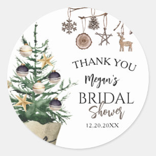 Sticker Rond Arbre de Noël Mariage Bohème d'Hiver