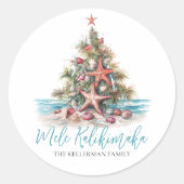 Sticker Rond Arbre de Noël Mele Kalikimaka (Devant)
