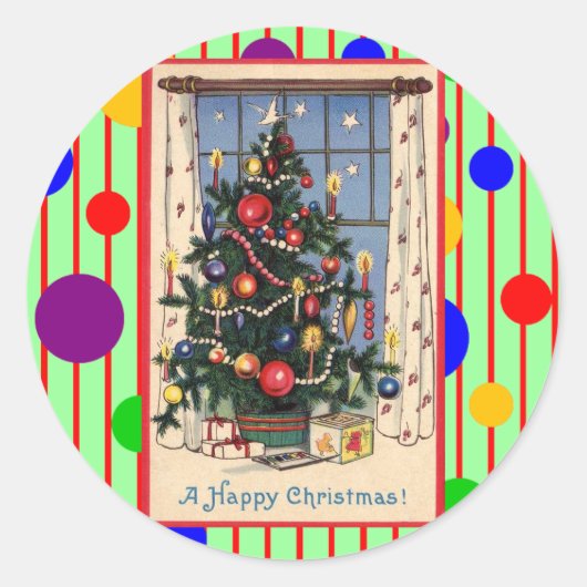 Sticker Rond Arbre de Noël Mod-Vintage (Devant)