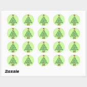 Sticker Rond Arbre de Noël multiple de langue avec (Feuille)