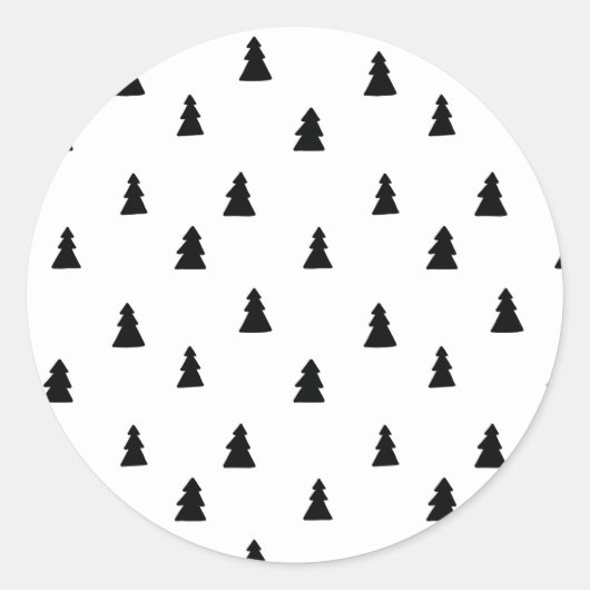Sticker Rond Arbre de Noël noir Motif scandinave (Devant)