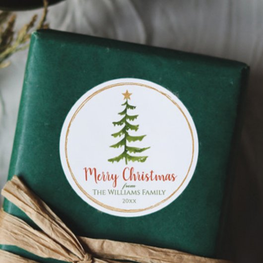 Sticker Rond Arbre de Noël Nom de famille