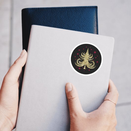 Sticker Rond Arbre de Noël Parties scintillant or