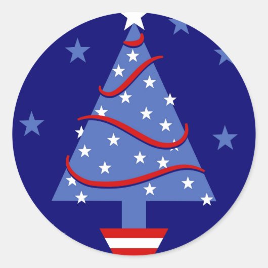 Sticker Rond Arbre de Noël patriotique (Devant)