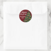 Sticker Rond Arbre de Noël personnalisé Joyeux Noël Fêtes (Sac)