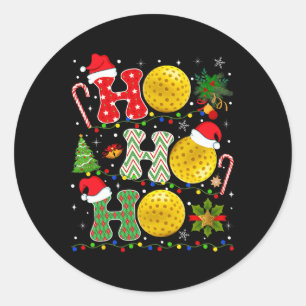Sticker Rond Arbre de Noël Pickleball Ho Ho Père Noël Lights Xm