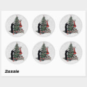 Sticker Rond Arbre de Noël rétro (Feuille)