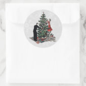 Sticker Rond Arbre de Noël rétro (Sac)
