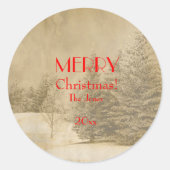 Sticker Rond Arbre de Noël Retro Photo (Devant)