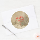 Sticker Rond Arbre de Noël Retro Photo (Enveloppe)