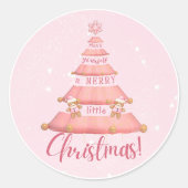 Sticker rond Arbre de Noël rose (Devant)