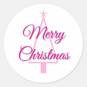 Sticker Rond Arbre de Noël rose pastel