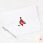 Sticker Rond Arbre de Noël Rouge (Enveloppe)