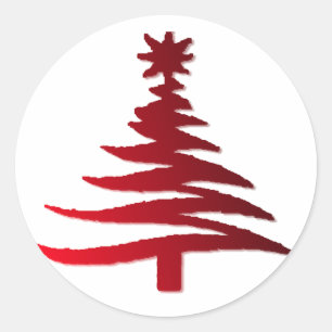 Sticker Rond Arbre de Noël Rouge