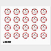 Sticker Rond Arbre de Noël Rouge et Blanc En vichy Flannel (Feuille)