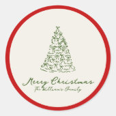 Sticker Rond Arbre de Noël rouge et vert (Devant)
