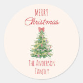 Sticker Rond Arbre de Noël rouge vert rétro (Devant)