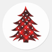 Sticker Rond Arbre de Noël Russe Rouge Plaid (Devant)