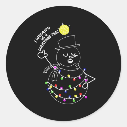 Sticker Rond Arbre de Noël Snowman (Devant)