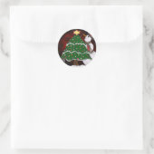Sticker Rond Arbre de Noël Snowman Surprise Art Imprimer (Sac)