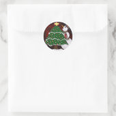 Sticker Rond Arbre de Noël Snowman Surprise Art Imprimer (Sac)