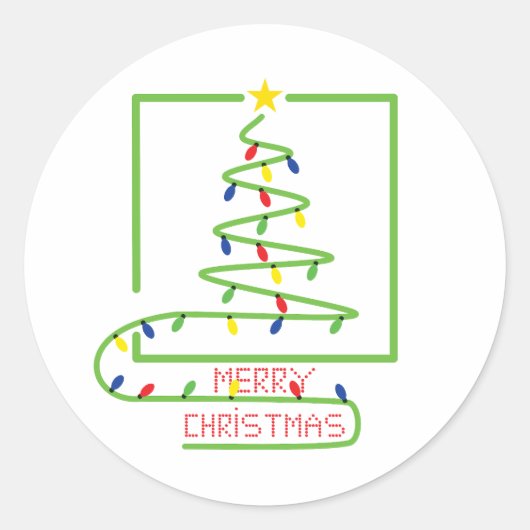 Sticker Rond Arbre de Noël stylisé avec ampoules (Devant)