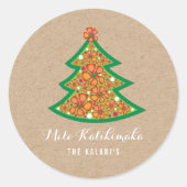Sticker Rond Arbre de Noël tropical de Mele Kalikimaka (Devant)