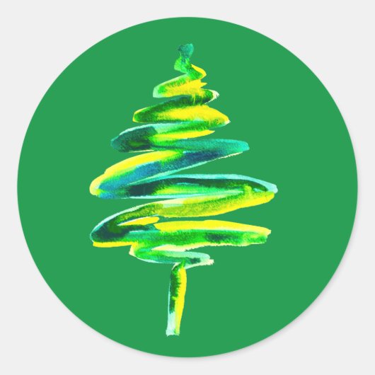 Sticker Rond Arbre de Noël vert (Devant)
