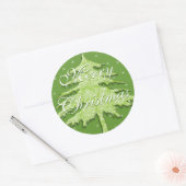 Sticker Rond Arbre de Noël vert avec étoiles (Enveloppe)