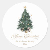 Sticker Rond Arbre de Noël vert or élégant (Devant)