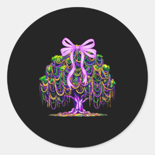 Sticker Rond Arbre de perles de Mardi Gras Carnaval La Nouvelle