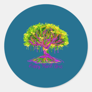 Sticker Rond Arbre de perles de Mardi Gras Carnaval La Nouvelle