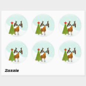 Sticker Rond Arbre de pin de Noël de l'orignal (Feuille)