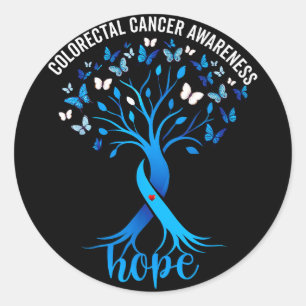 Sticker Rond Arbre de ruban bleu de sensibilisation au cancer c