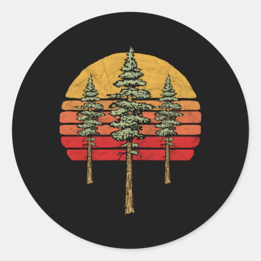 Sticker Rond Arbre de séquoias minimaliste (Devant)