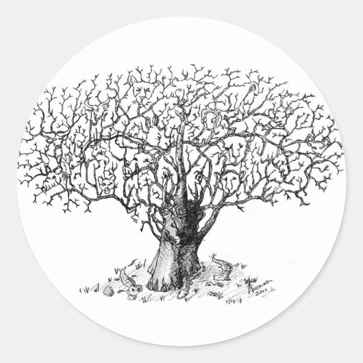 Sticker Rond Arbre de vie - animaux (Devant)