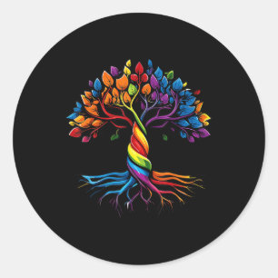 Sticker Rond Arbre De Vie Arc-En-Ciel Lgbt Gay Lesbian Pride Dr