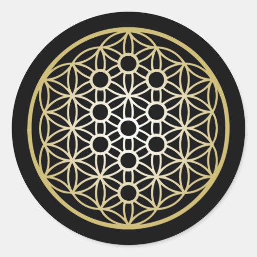 Sticker Rond Arbre de vie avec Fleur de Vie - Or (Devant)