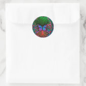 Sticker Rond Arbre de vie avec papillon arc-en-ciel (Sac)