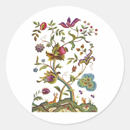 Sticker Rond Arbre de vie Broderie jacobéenne (Devant)